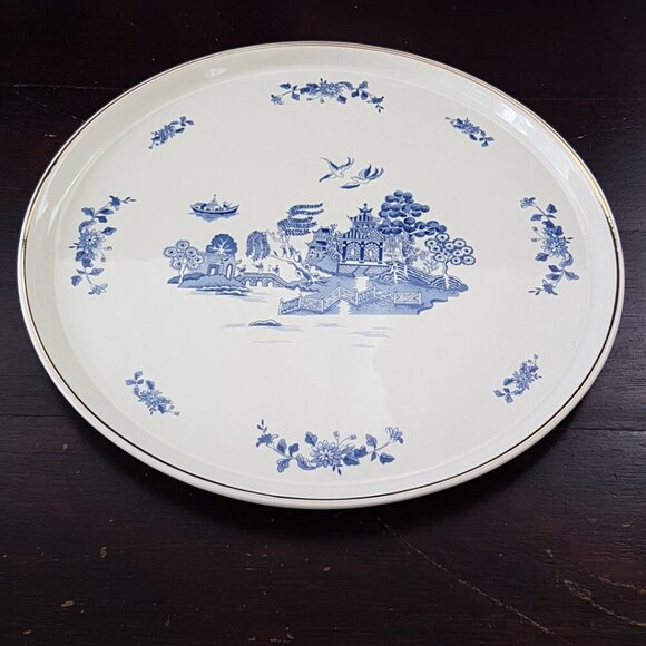 Blue Willow Blue & White 11 inch Ceramic Serving Tray by Robinson Design Group - Picture 5 of 11